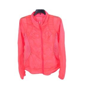 Lululemon Jacket Womens 6 Neon Full Zip Athletic Nothin To Hide Mesh Lightweight